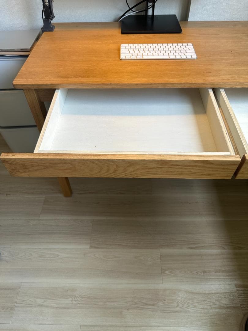 無印良品 木製デスク オーク材 幅110cm 引出付（MUJI デスク）
