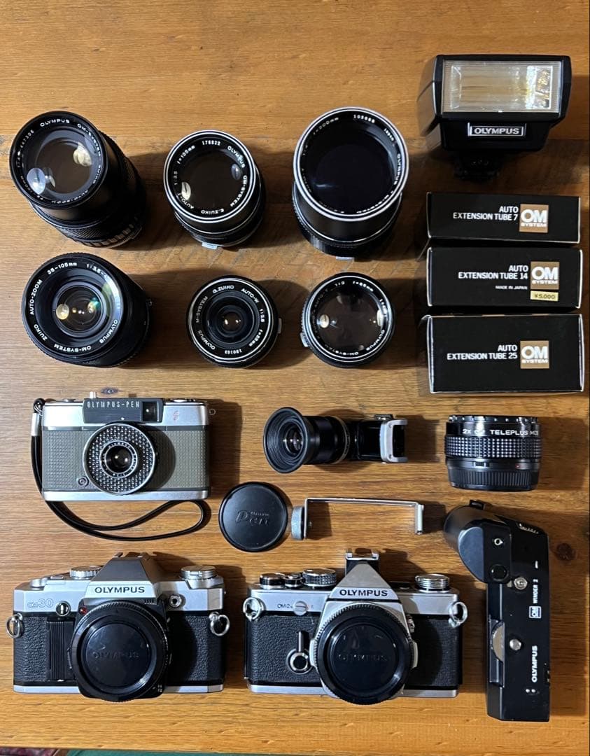 オリンパスセット!カメラ３台、レンズ6本、アクセサリー多数 ばら売りNG