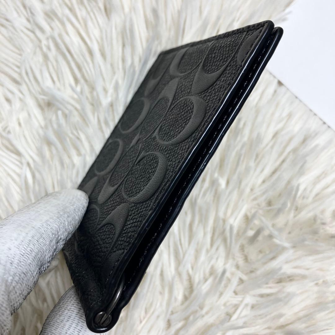 【極美品】 COACH マネークリップ シグネチャー エンボス