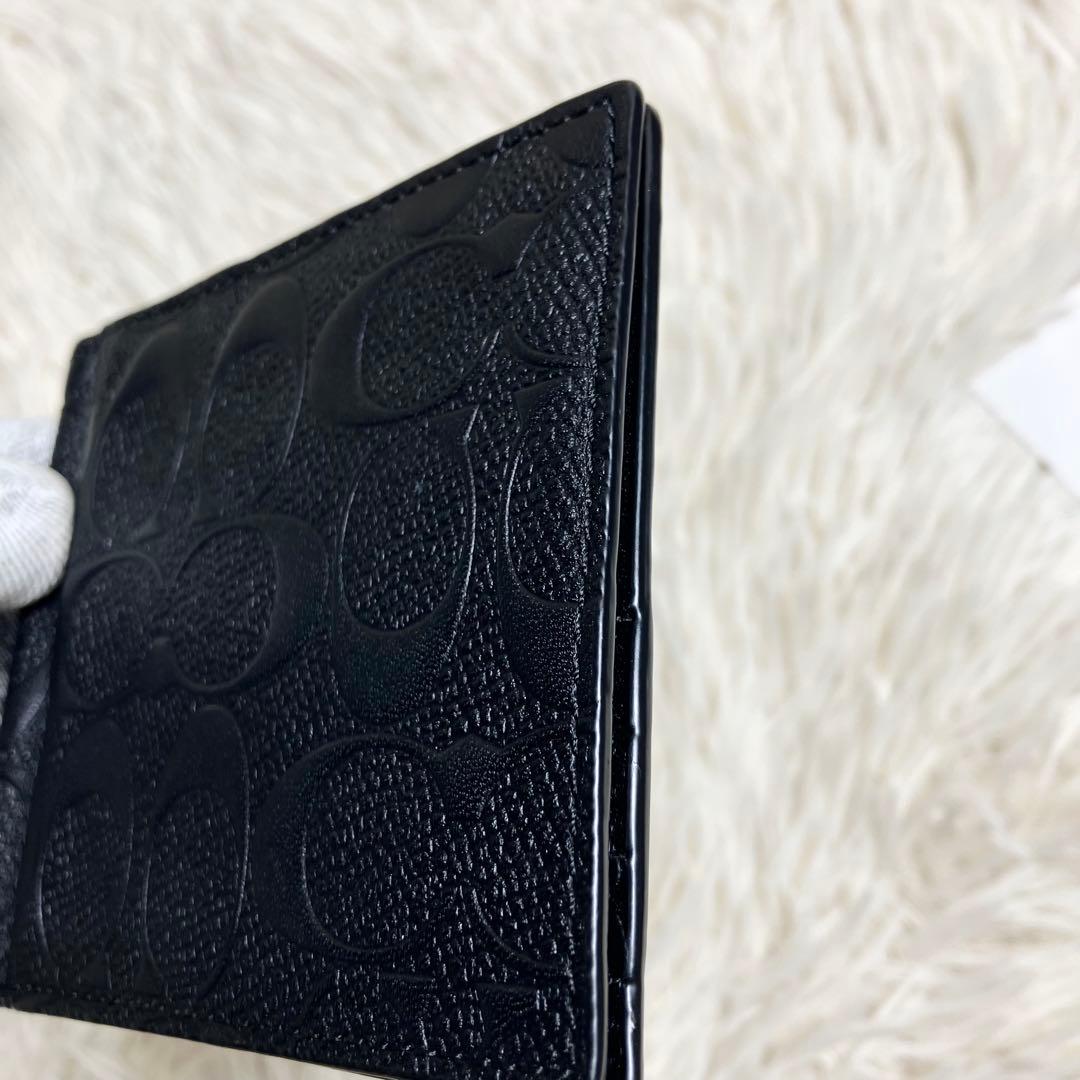 【極美品】 COACH マネークリップ シグネチャー エンボス