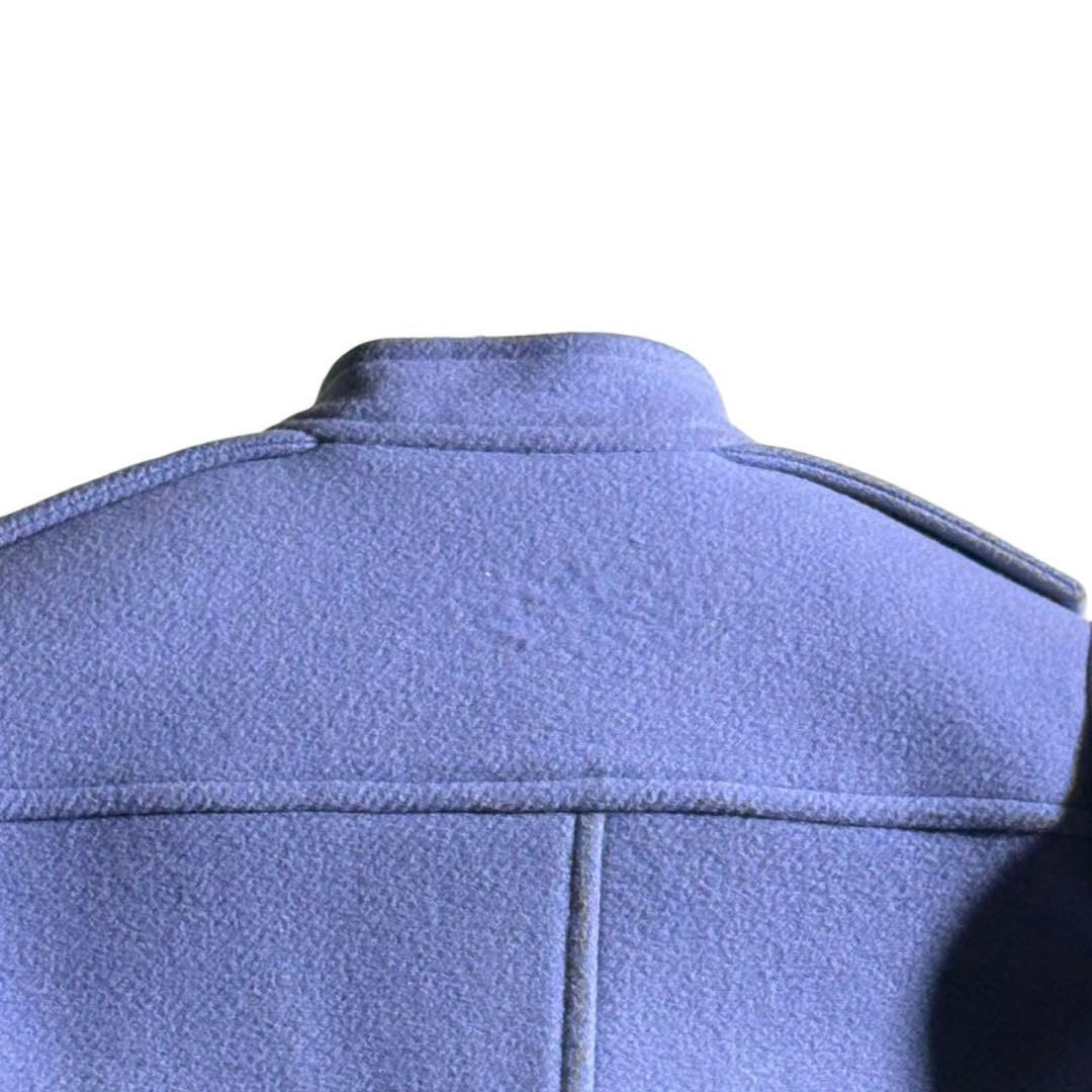 美品 Chloé スタンドカラー ベルデッドウールコート くすみブルー クロエ