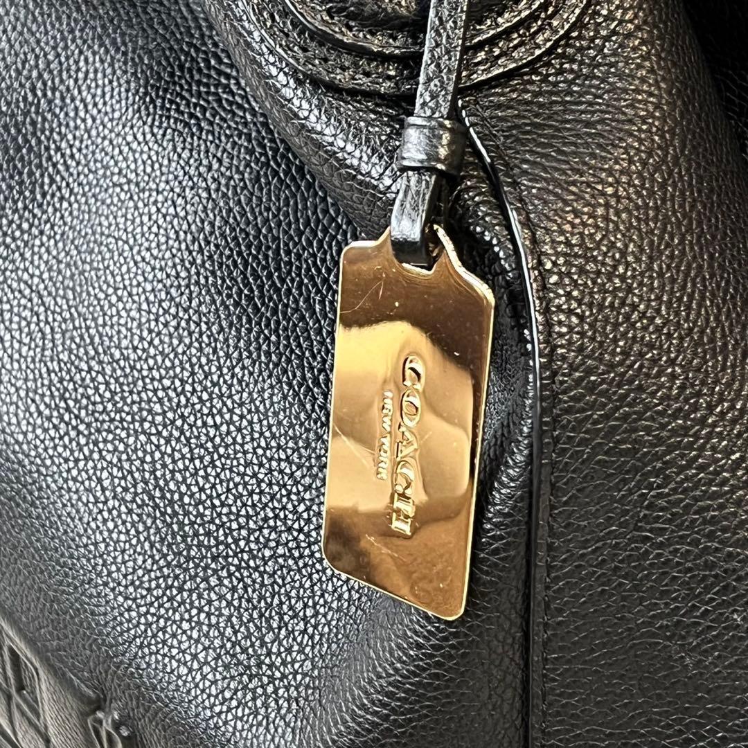 coach 黒　イーディー　ホースキャリッジ　レザー　トートバッグ