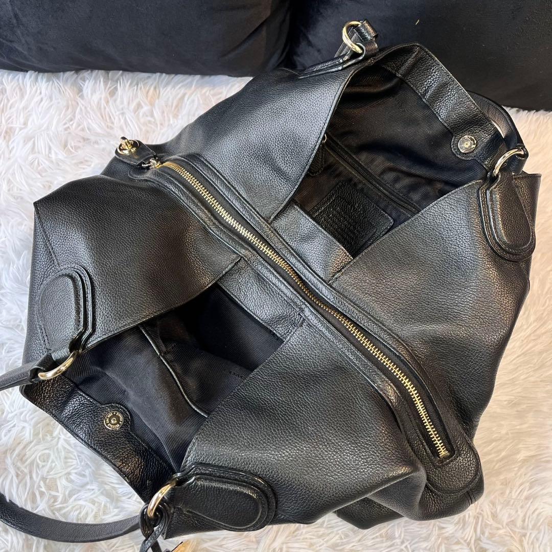 coach 黒　イーディー　ホースキャリッジ　レザー　トートバッグ