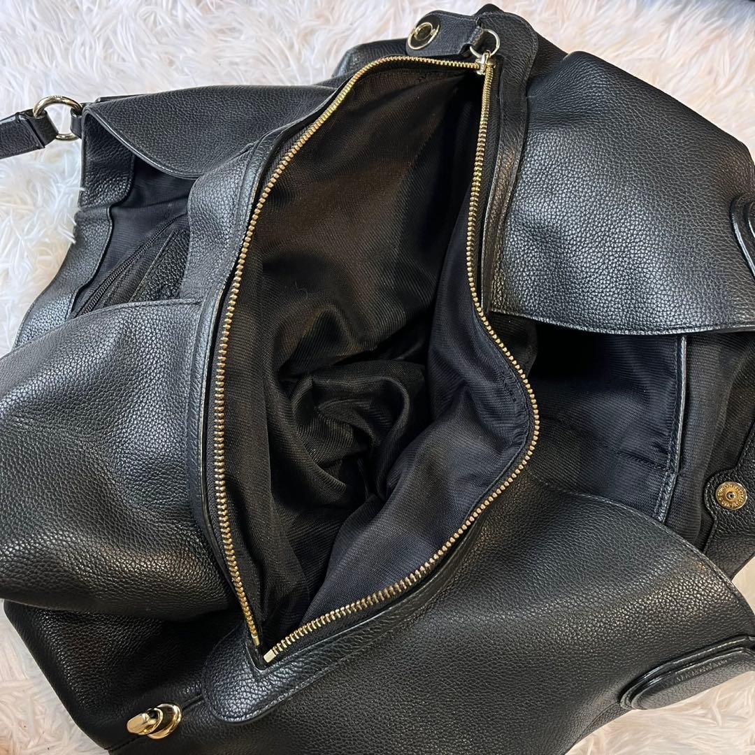 coach 黒　イーディー　ホースキャリッジ　レザー　トートバッグ