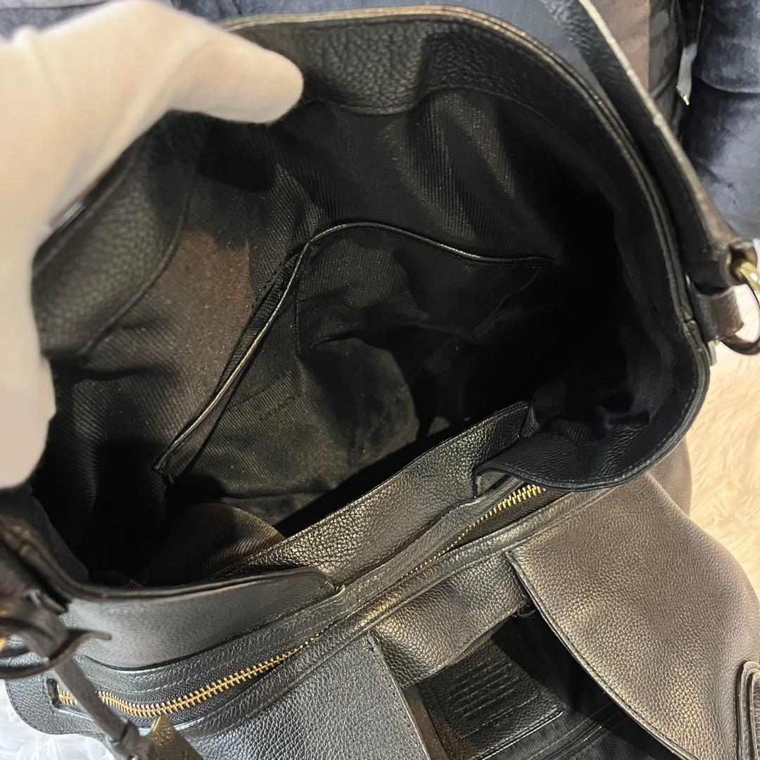 coach 黒　イーディー　ホースキャリッジ　レザー　トートバッグ