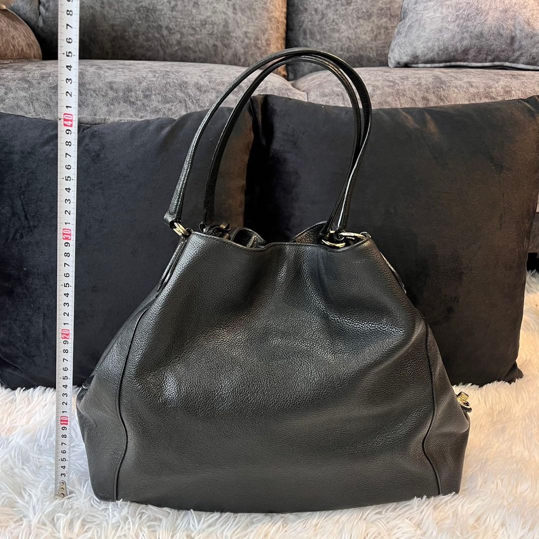 coach 黒　イーディー　ホースキャリッジ　レザー　トートバッグ