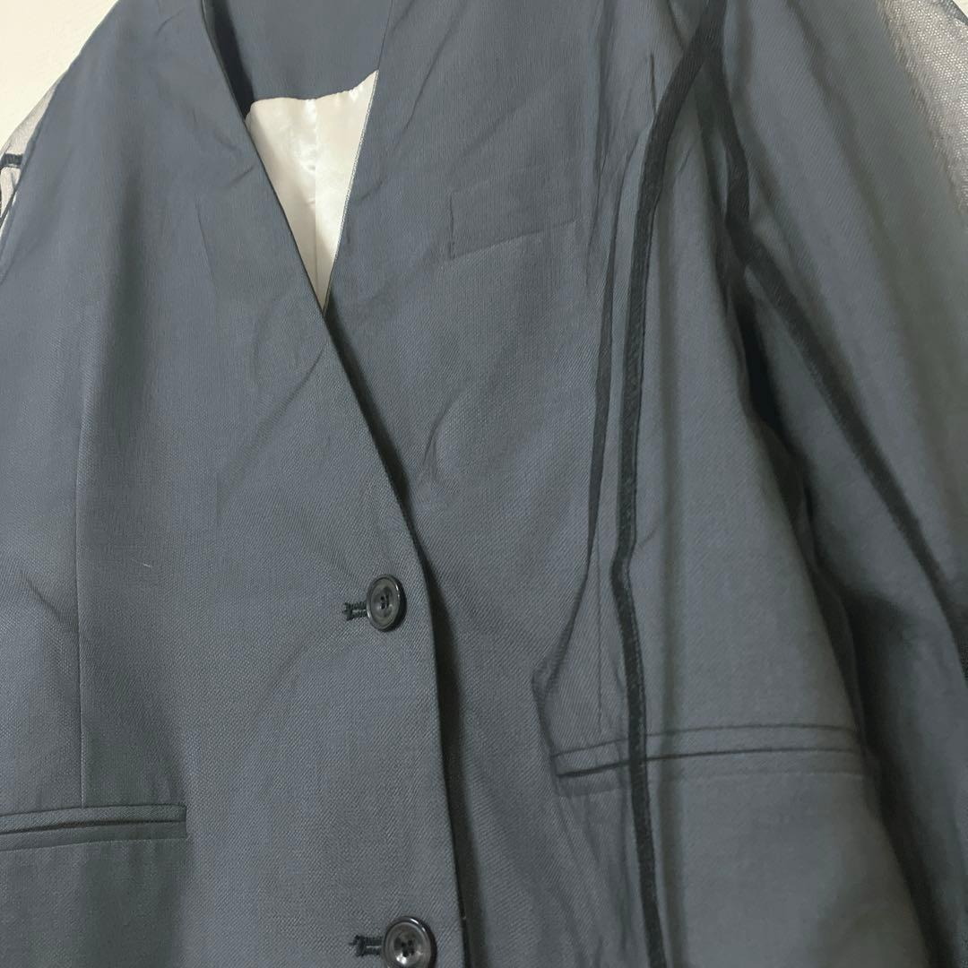 完売品　人気　ニアナ　ボクシーレイヤードチュールジャケット　チャコール　グレー系