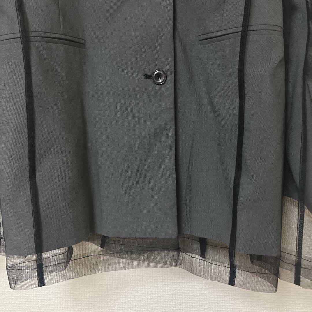 完売品　人気　ニアナ　ボクシーレイヤードチュールジャケット　チャコール　グレー系