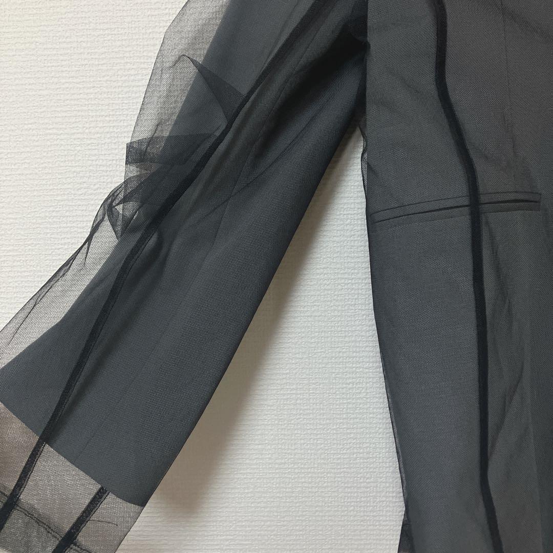 完売品　人気　ニアナ　ボクシーレイヤードチュールジャケット　チャコール　グレー系