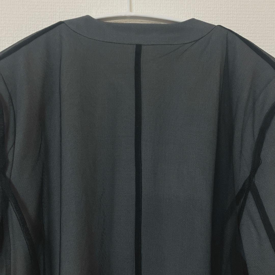 完売品　人気　ニアナ　ボクシーレイヤードチュールジャケット　チャコール　グレー系