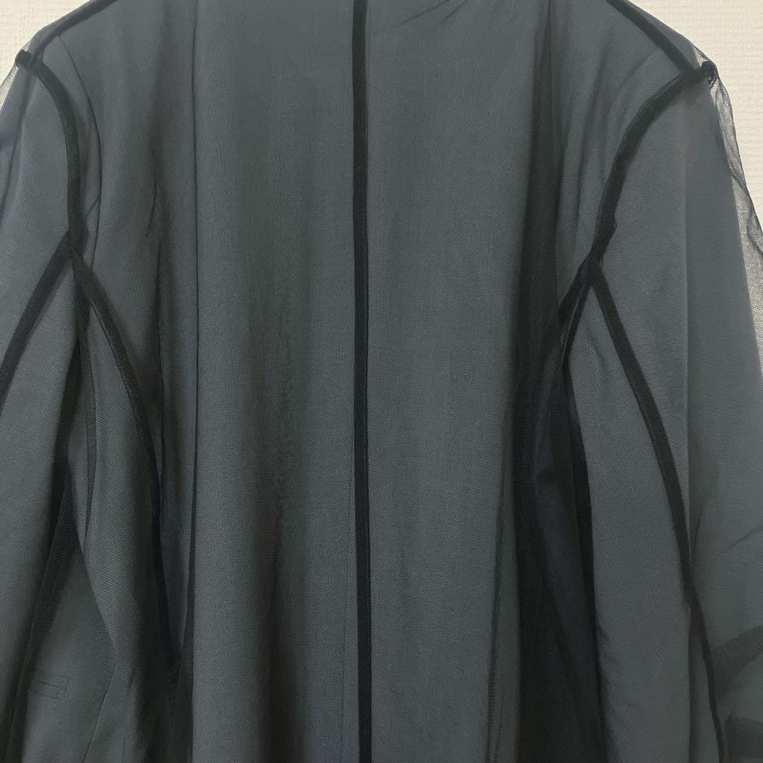 完売品　人気　ニアナ　ボクシーレイヤードチュールジャケット　チャコール　グレー系