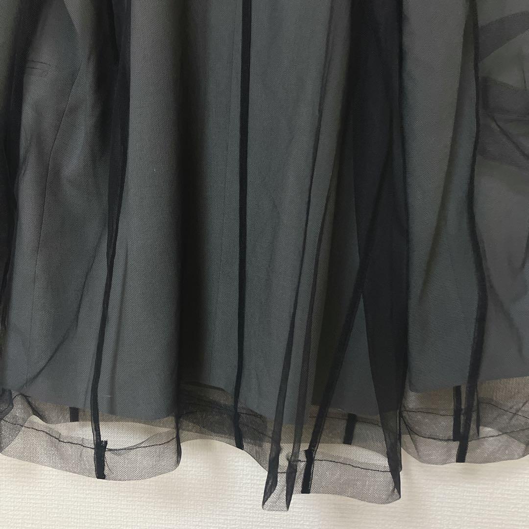 完売品　人気　ニアナ　ボクシーレイヤードチュールジャケット　チャコール　グレー系