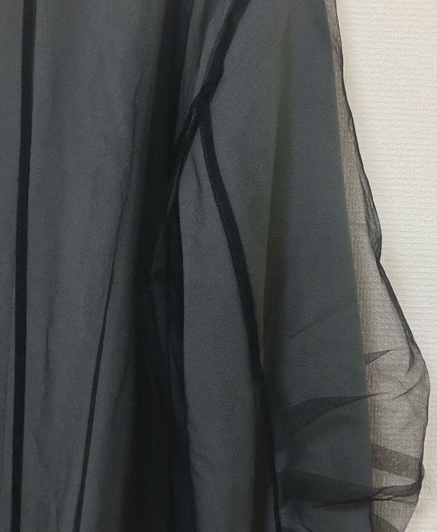 完売品　人気　ニアナ　ボクシーレイヤードチュールジャケット　チャコール　グレー系