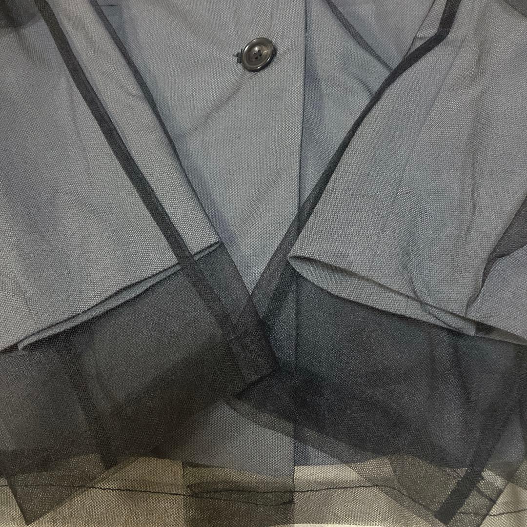 完売品　人気　ニアナ　ボクシーレイヤードチュールジャケット　チャコール　グレー系