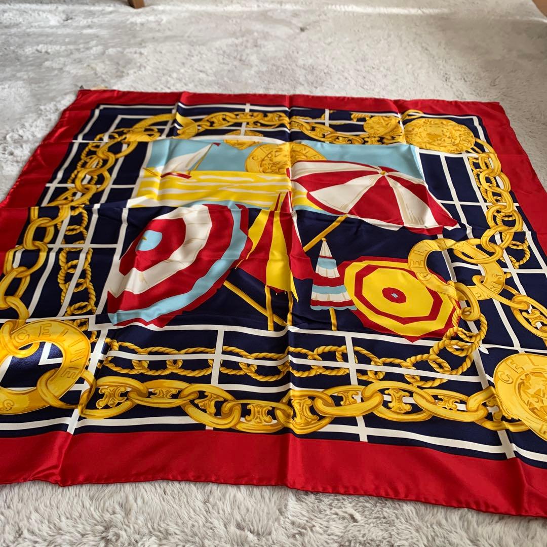 CELINE PARIS 海のデザイン スカーフ