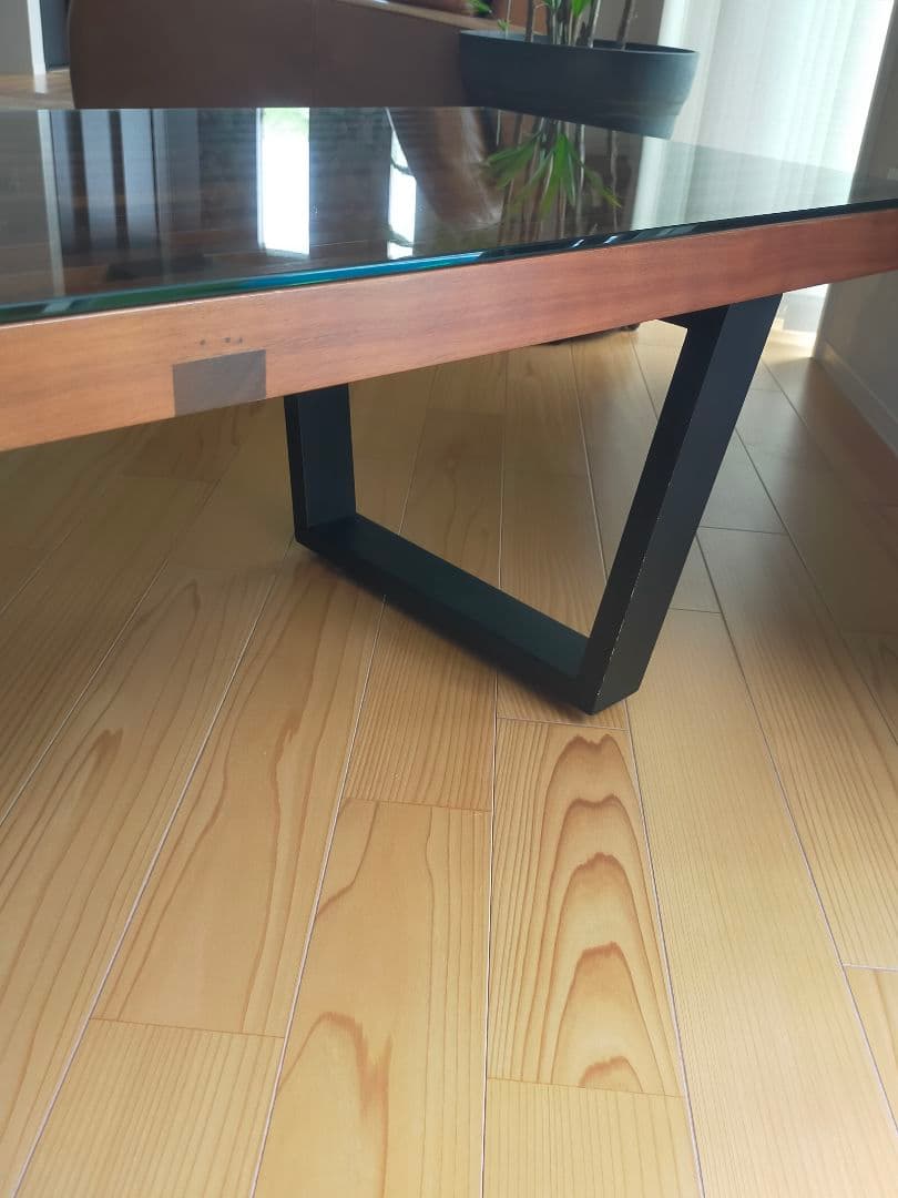 【美品】ローテーブル ガラス天板 スクエア