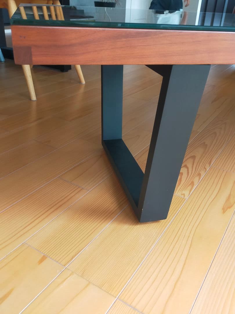 【美品】ローテーブル ガラス天板 スクエア