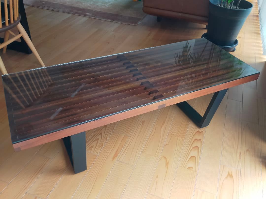 【美品】ローテーブル ガラス天板 スクエア