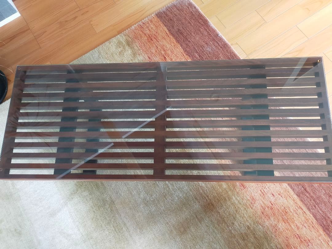 【美品】ローテーブル ガラス天板 スクエア