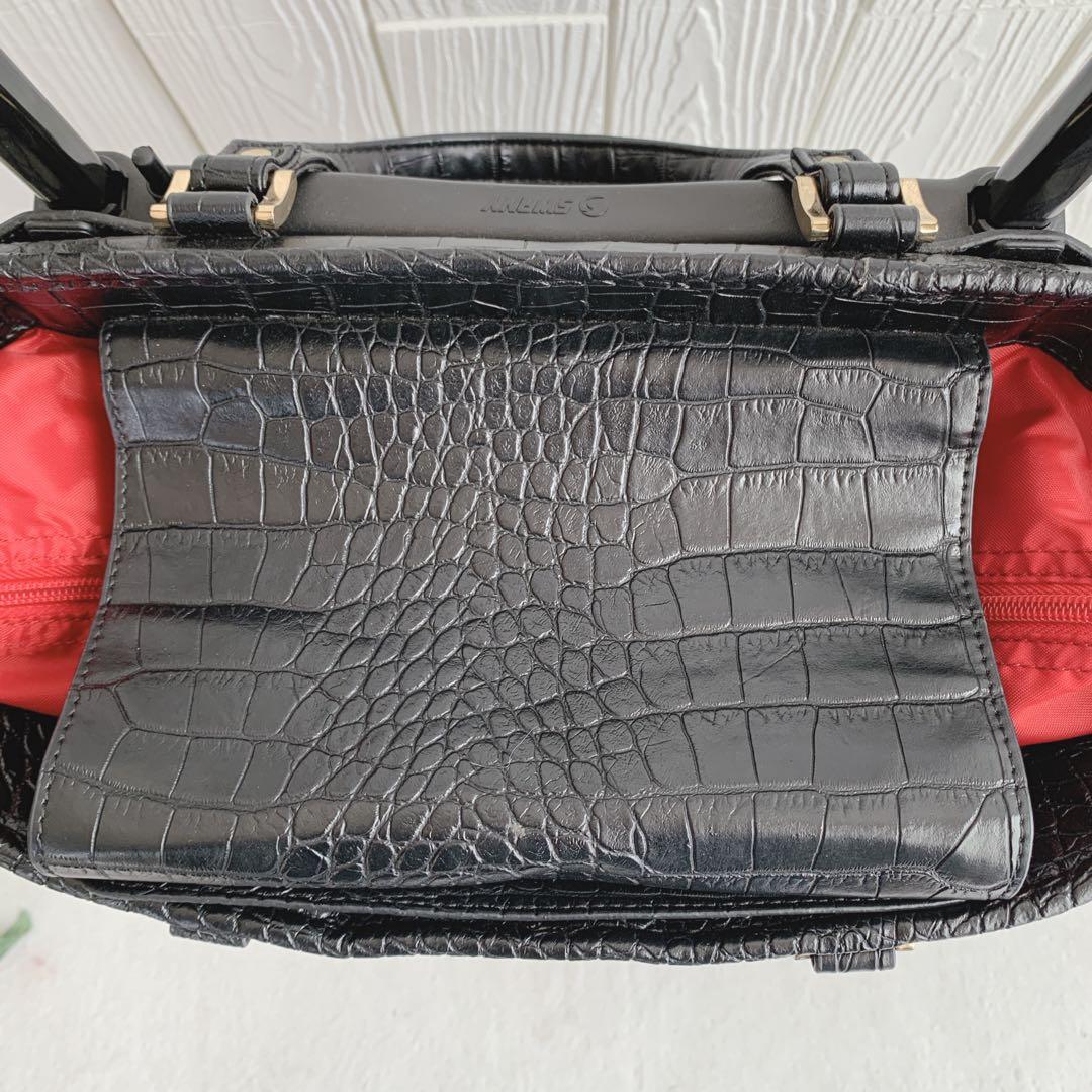 極美品【SWANY スワニー】クロコ型押し トート キャリーバッグ Lサイズ