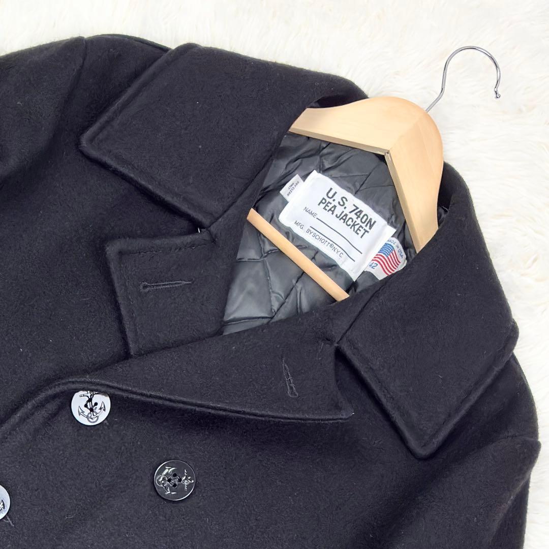 美品　ショット　ピーコート　ウールメルトン　キルティング　42　USA製　黒