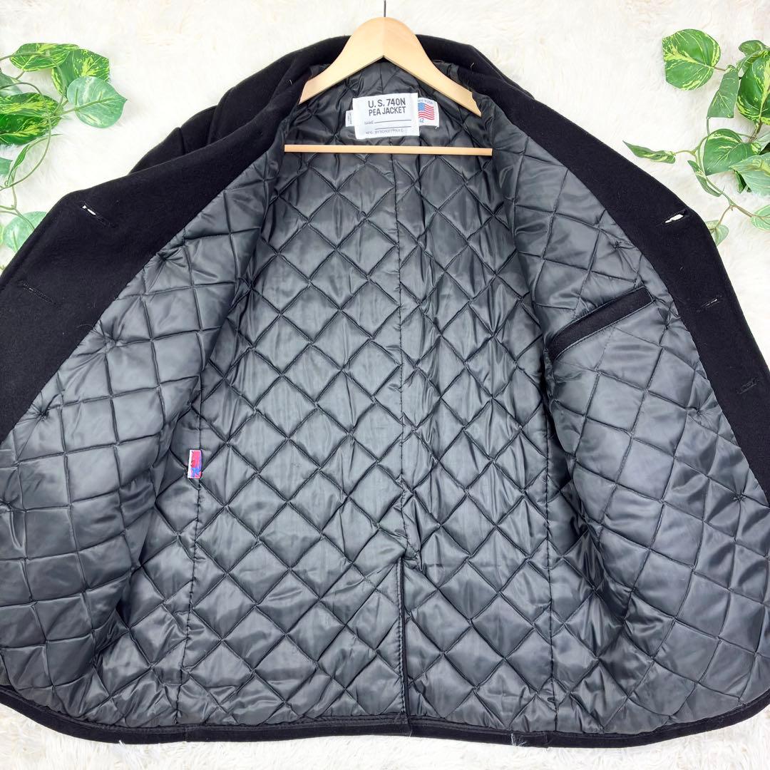 美品　ショット　ピーコート　ウールメルトン　キルティング　42　USA製　黒