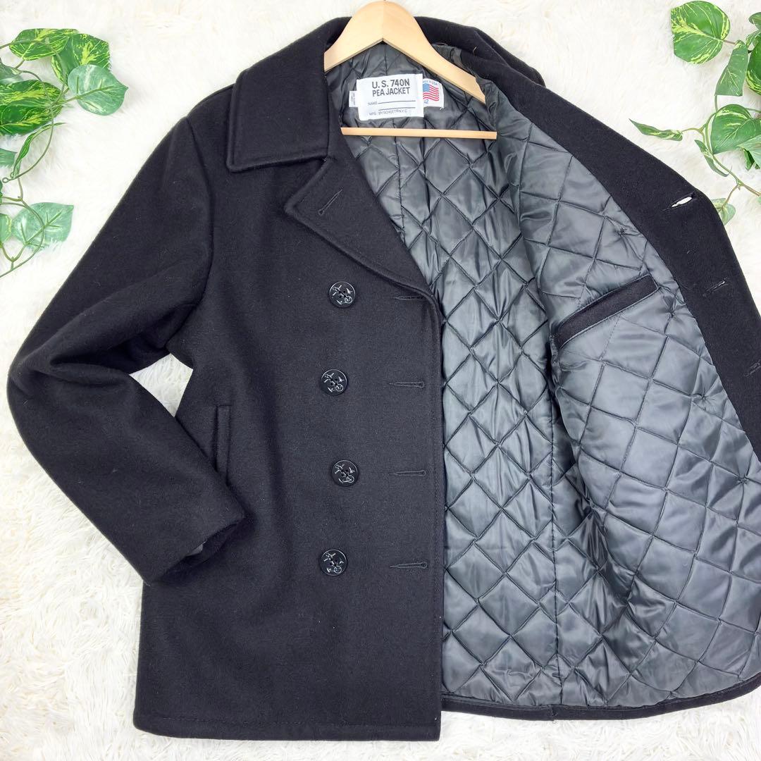 美品　ショット　ピーコート　ウールメルトン　キルティング　42　USA製　黒
