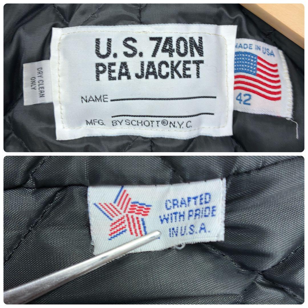 美品　ショット　ピーコート　ウールメルトン　キルティング　42　USA製　黒