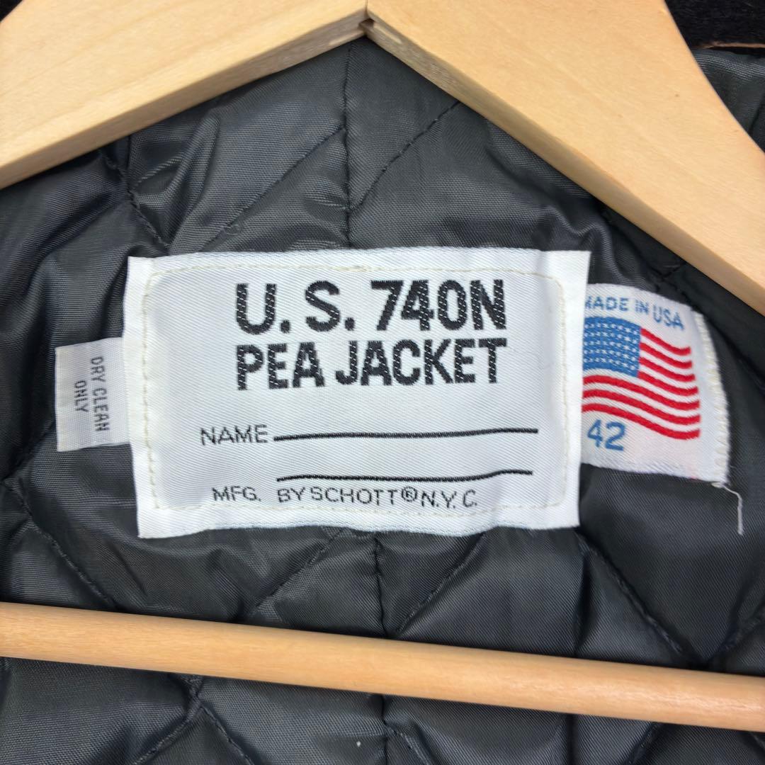 美品　ショット　ピーコート　ウールメルトン　キルティング　42　USA製　黒
