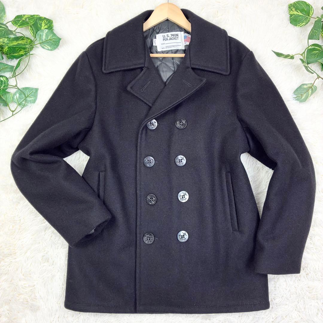 美品　ショット　ピーコート　ウールメルトン　キルティング　42　USA製　黒