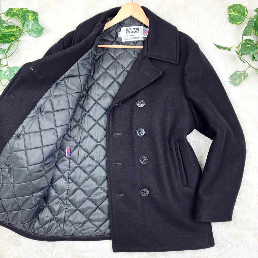 美品　ショット　ピーコート　ウールメルトン　キルティング　42　USA製　黒