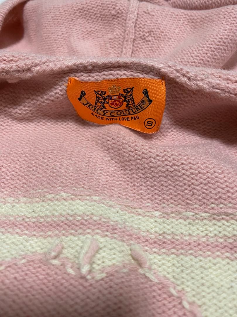 トップス JUICY COUTURE PINK KNIT HOODIE JACKET