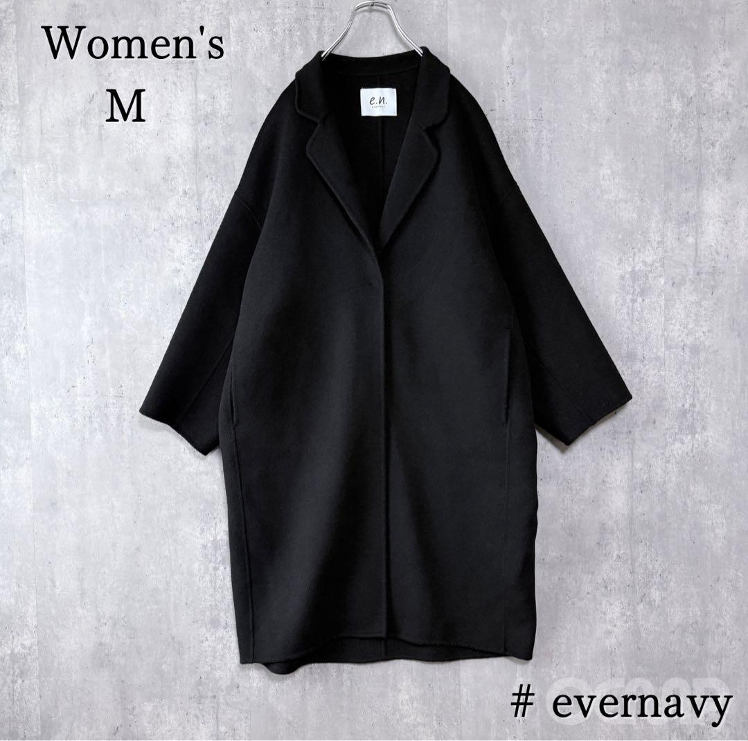 エバーネイビー evernavy リバーロングコクーンコート ブラック M