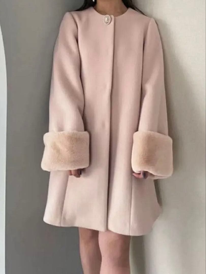 SNIDEL スナイデル　ビジューブローチAラインコート　ベージュ　1