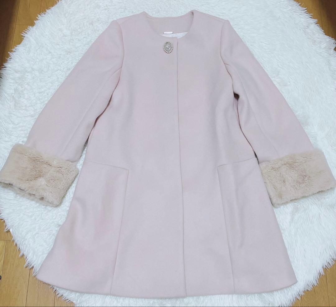 SNIDEL スナイデル　ビジューブローチAラインコート　ベージュ　1