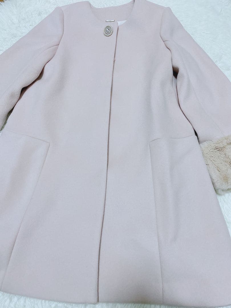 SNIDEL スナイデル　ビジューブローチAラインコート　ベージュ　1