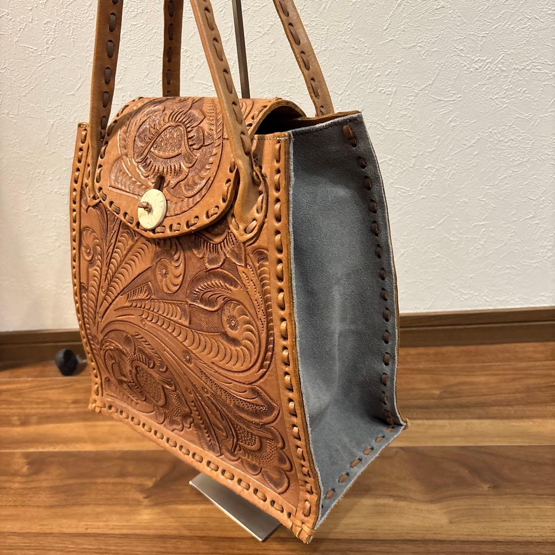 【美品】カービングトライブス レザー 本革製 トートバッグ 台形 グレース