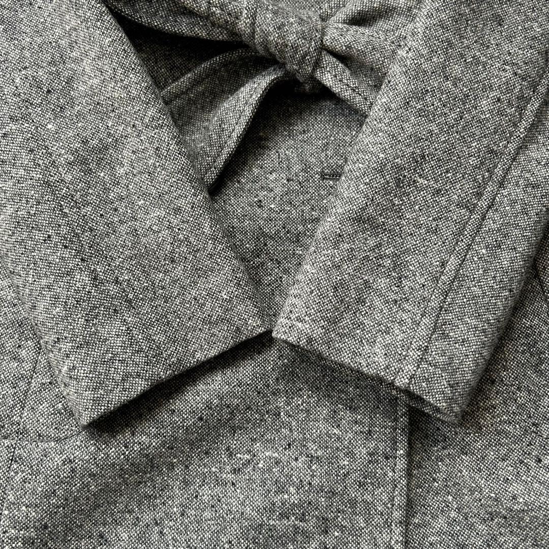 未使用級 23区 カシミヤ混 ツイード ロングコート ダブル グレー ベルト