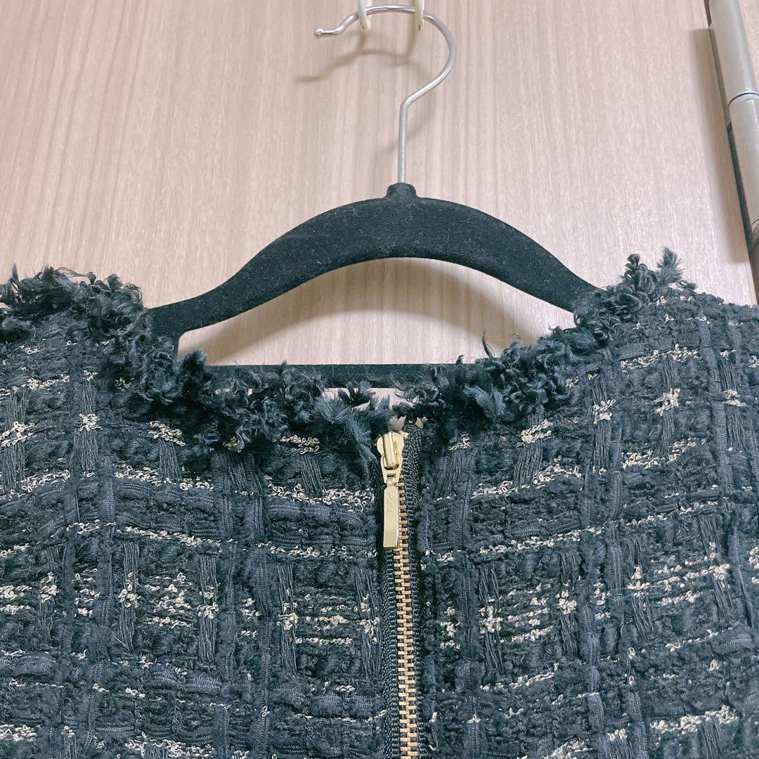 【美品】obli ツイードジャンパーワンピース