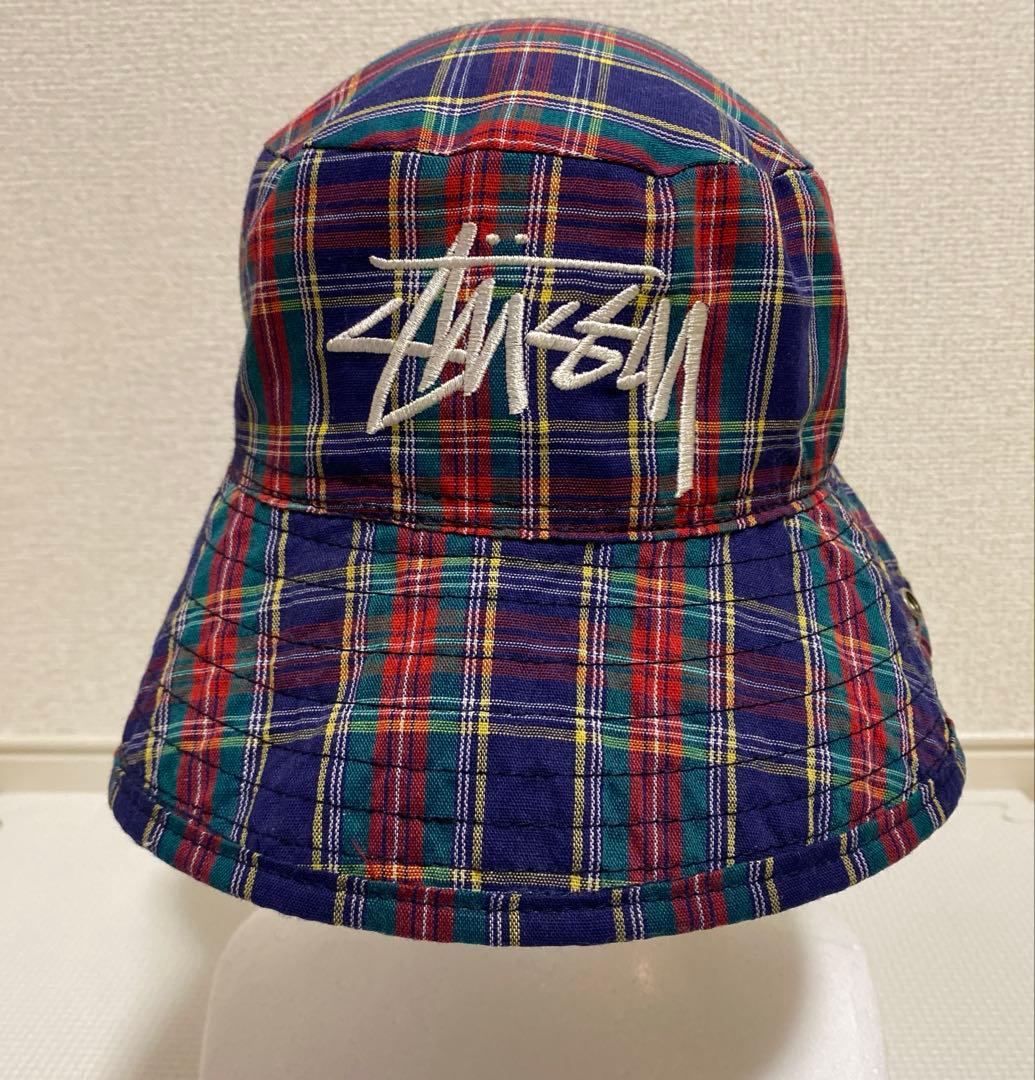 STUSSYオールドステューシー チェック柄 バケットハット USA製