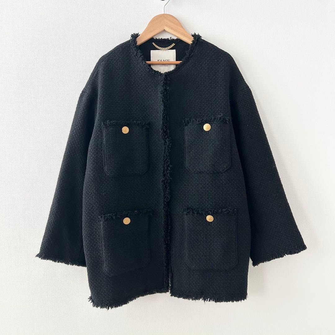 2024AW✨GIOLICAツイードBIGジャケット　ブラック