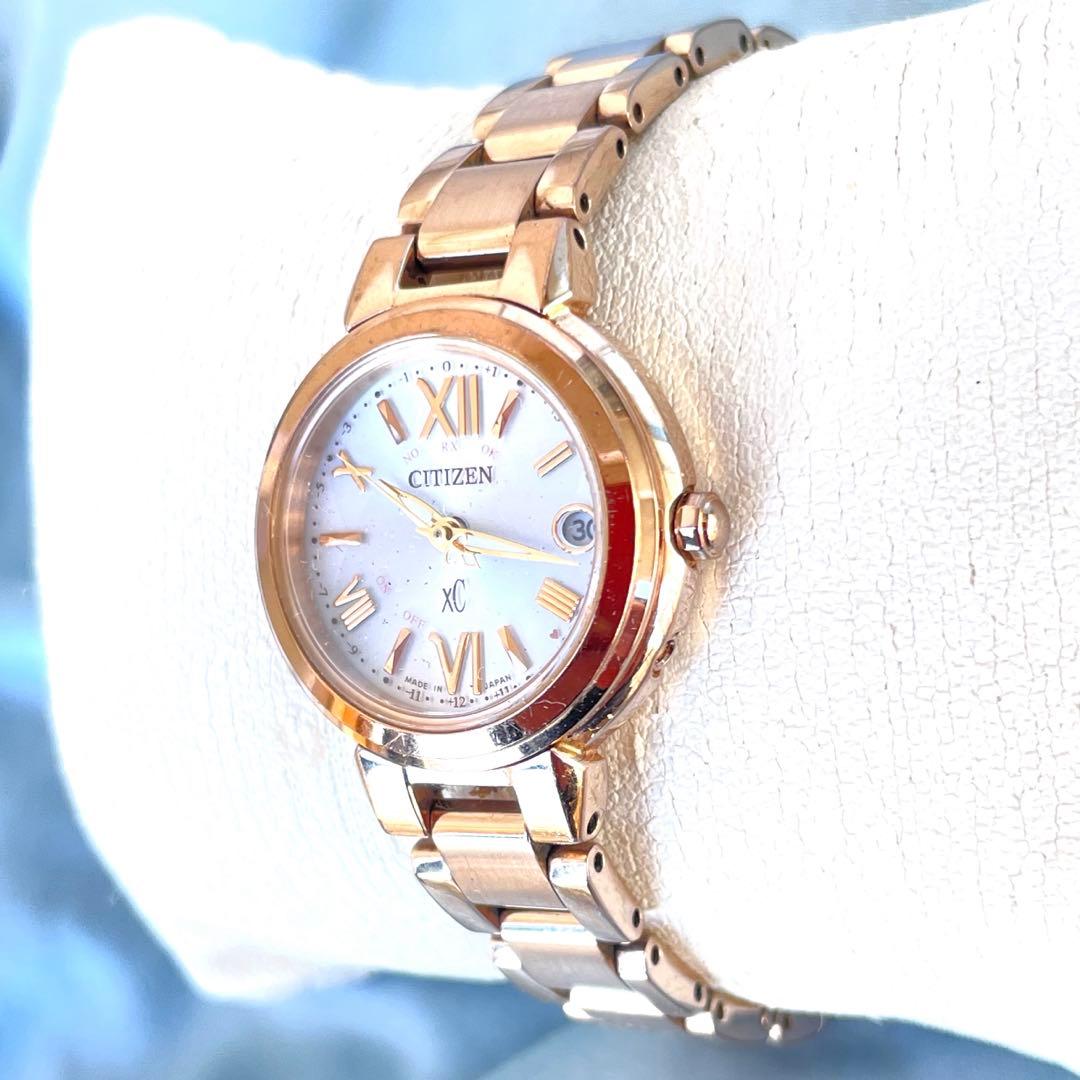 エミリン美品❣xCハッピーフライト 白文字盤 サクラピンク　H060　稼働