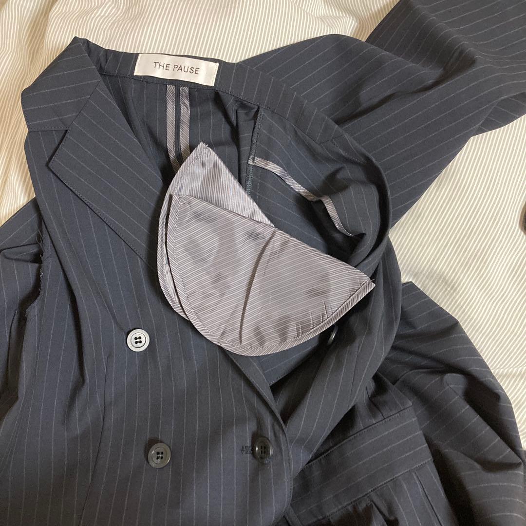 完売商品Whim Gazetteテーラーカラーノースリーブジャンプスーツネイビー