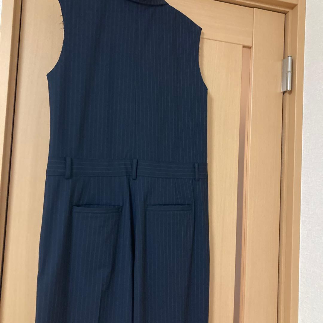 完売商品Whim Gazetteテーラーカラーノースリーブジャンプスーツネイビー