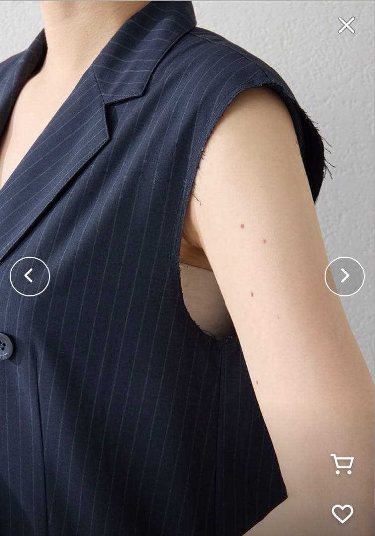 完売商品Whim Gazetteテーラーカラーノースリーブジャンプスーツネイビー