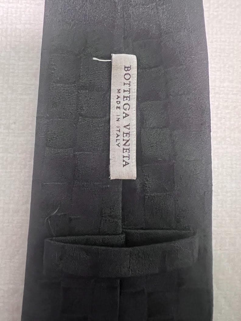 BOTTEGA VENETA シルク100% ネクタイ イントレチャート 黒