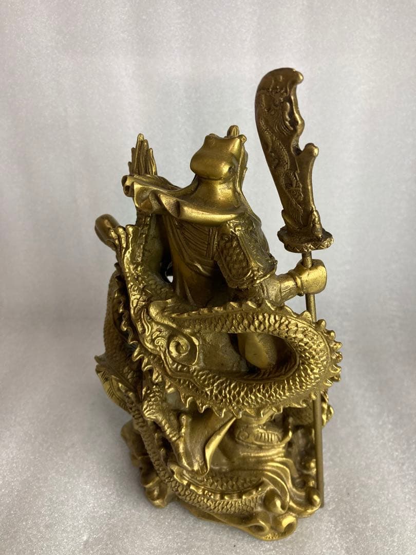 三国 関羽 雲長 武聖 龍 金属製 オブジェ 置物 セット