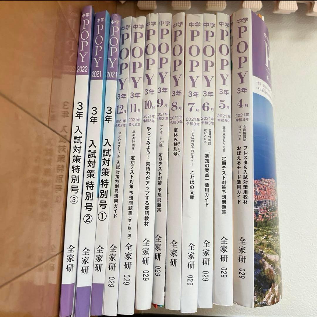 月刊 中学ポピー 中3 教材 国語 数学 英語 理科 社会 高校受験 一年分