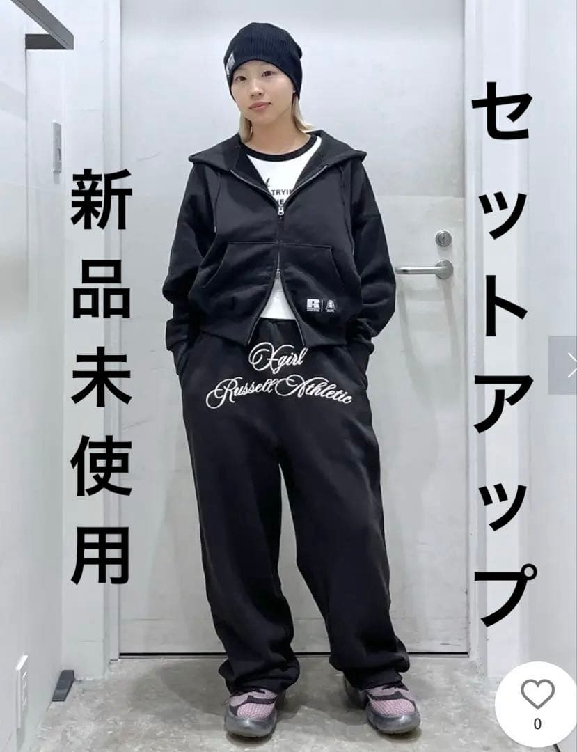 X-girl × Russell SCRIPT SWEAT スウェット　パーカー