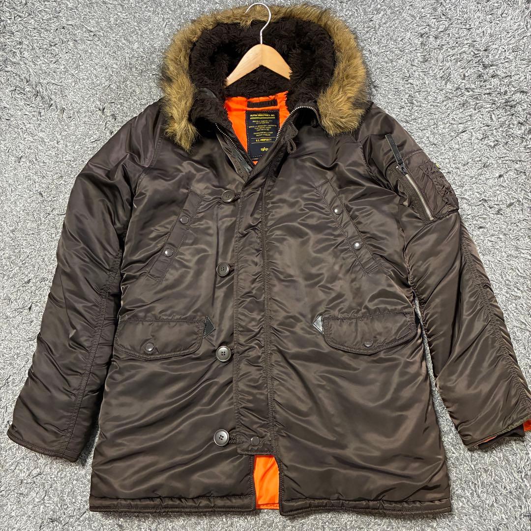 【美品】アルファインダストリーズ N-3B スリムフィット L ディープブラウン